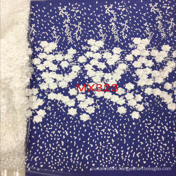 White 3D Flower Lace Embroidery Fabric